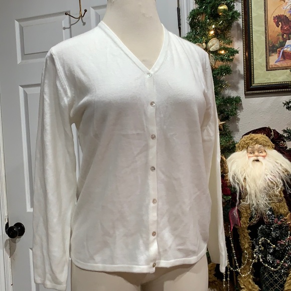 Carolyn Taylor Women Ivory Cardigan M - Picture 1 of 9